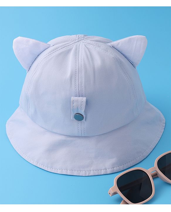 Babyhug Bucket Hat with Sunglasses Applique -Blue
