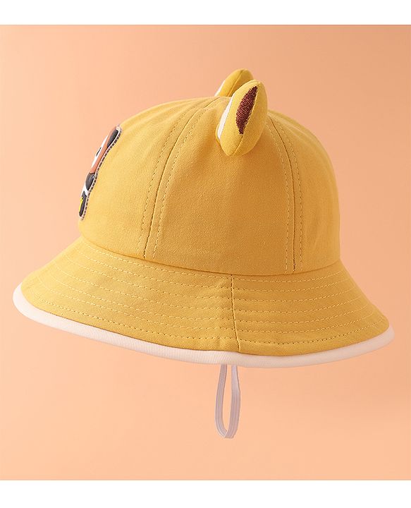 Babyhug Bucket Hat With Panda Applique -Yellow