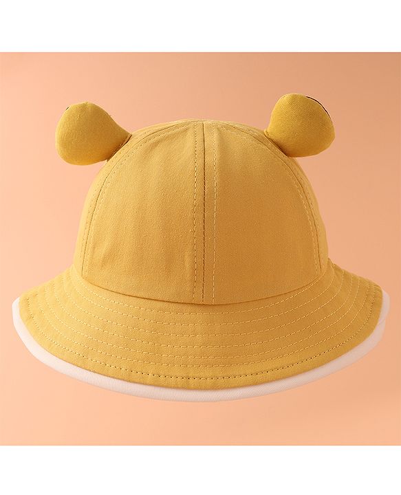 Babyhug Bucket Hat With Panda Applique -Yellow
