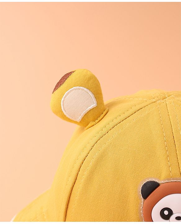 Babyhug Bucket Hat With Panda Applique -Yellow