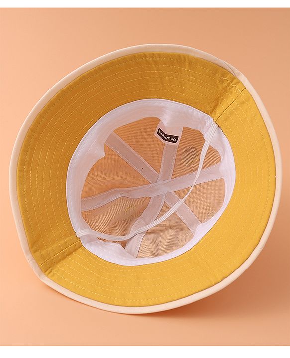 Babyhug Bucket Hat With Panda Applique -Yellow