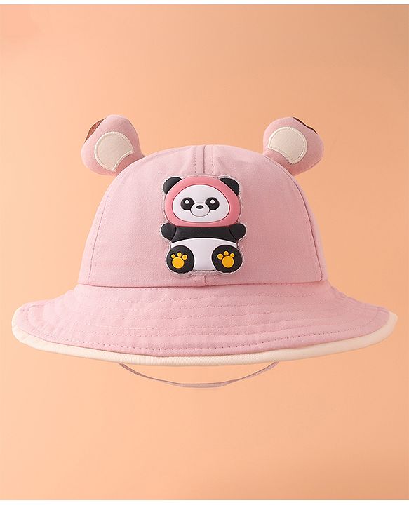 Babyhug Bucket Hat With Panda Applique -Pink