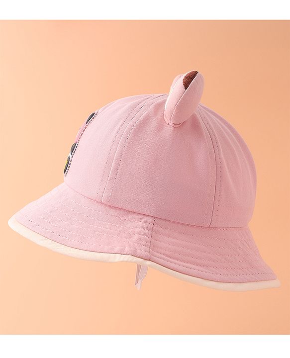 Babyhug Bucket Hat With Panda Applique -Pink