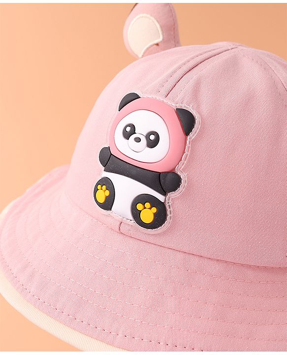 Babyhug Bucket Hat With Panda Applique -Pink
