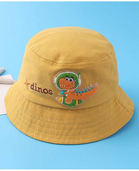 Babyhug Bucket Hat With Dino Applique -Yellow
