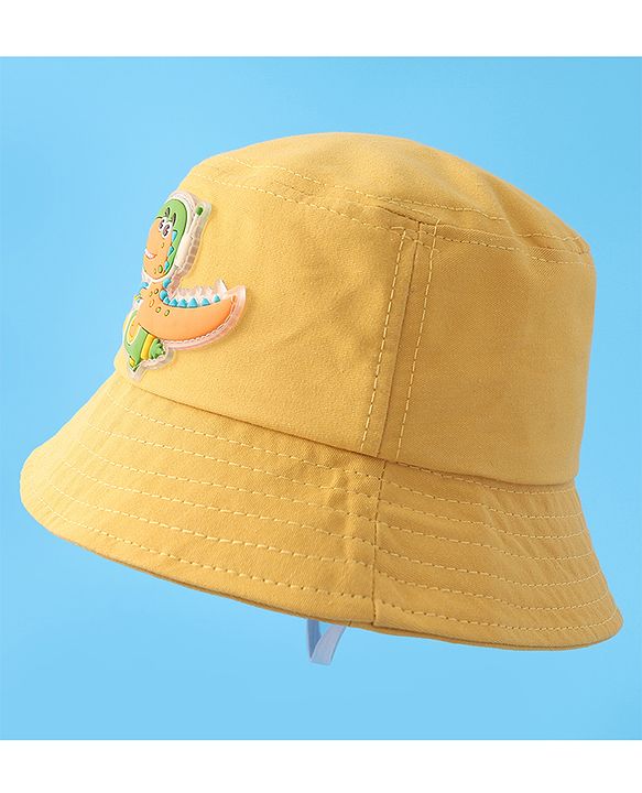 Babyhug Bucket Hat With Dino Applique -Yellow