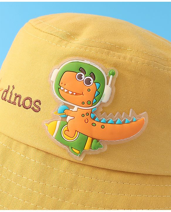 Babyhug Bucket Hat With Dino Applique -Yellow
