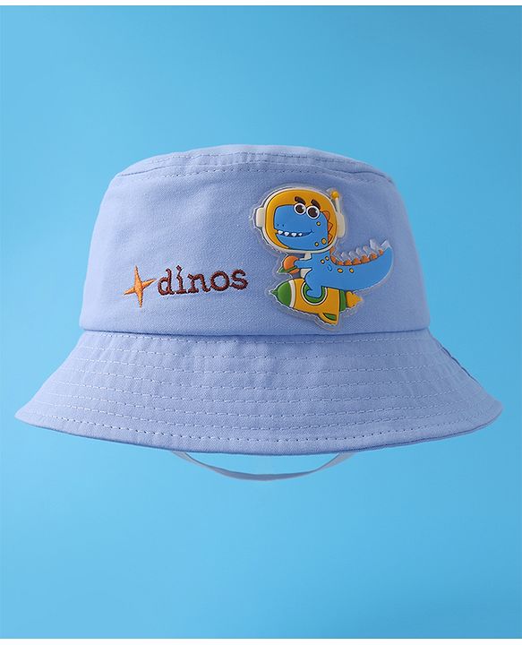 Babyhug Bucket Hat With Dino Applique -Blue