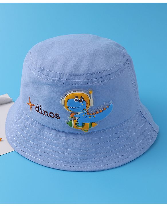 Babyhug Bucket Hat With Dino Applique -Blue