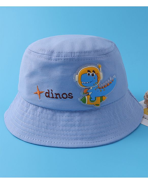Babyhug Bucket Hat With Dino Applique -Blue