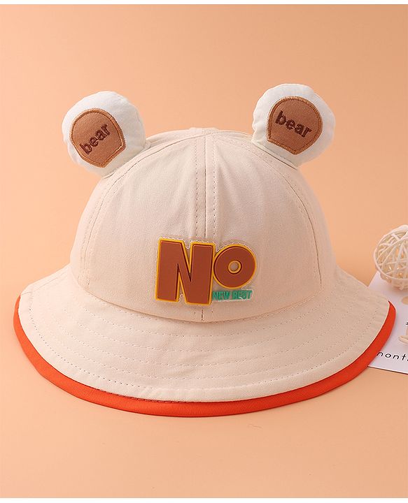 Babyhug Bucket Hat With Text Applique -Beige