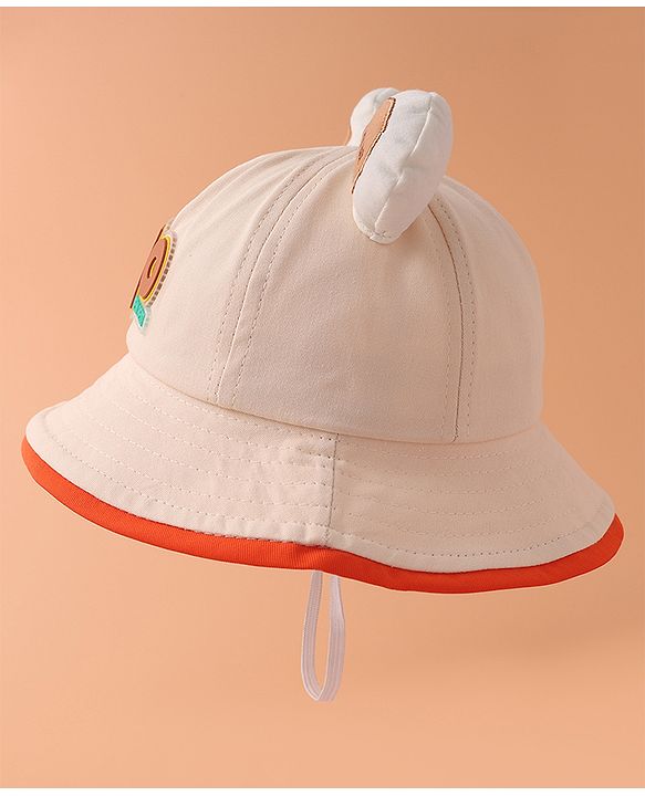 Babyhug Bucket Hat With Text Applique -Beige