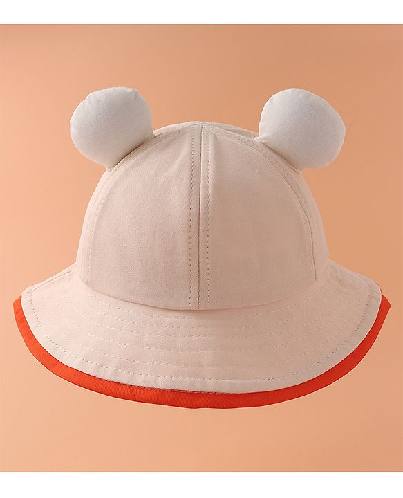 Babyhug Bucket Hat With Text Applique -Beige