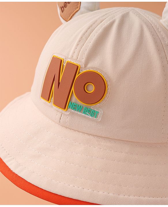 Babyhug Bucket Hat With Text Applique -Beige