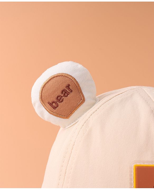 Babyhug Bucket Hat With Text Applique -Beige