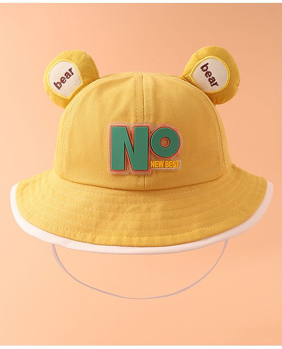 Babyhug Bucket Hat With Text Applique -Yellow