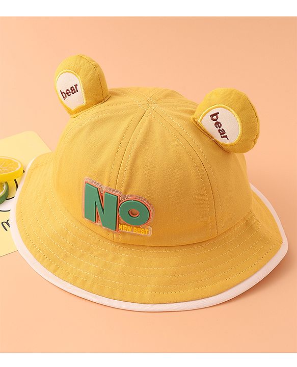 Babyhug Bucket Hat With Text Applique -Yellow