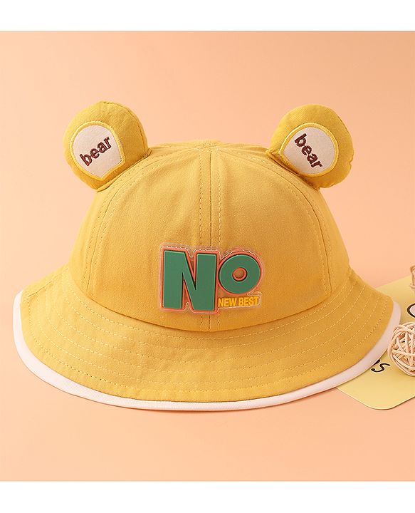 Babyhug Bucket Hat With Text Applique -Yellow