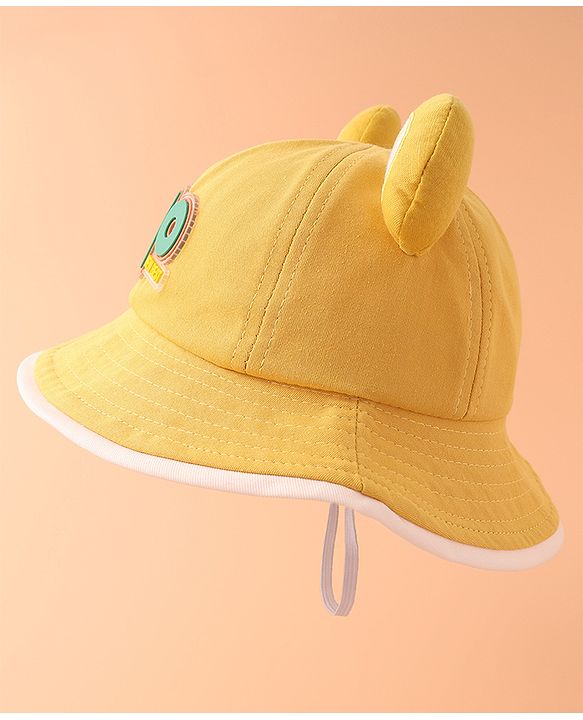 Babyhug Bucket Hat With Text Applique -Yellow