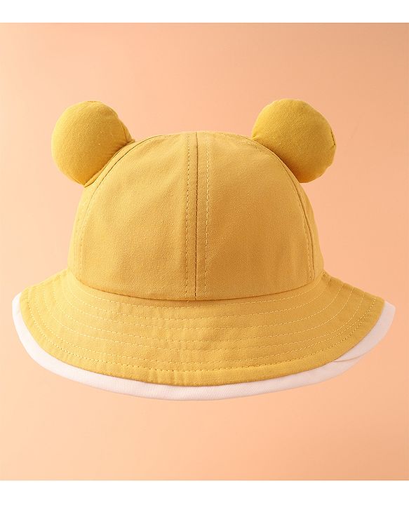 Babyhug Bucket Hat With Text Applique -Yellow