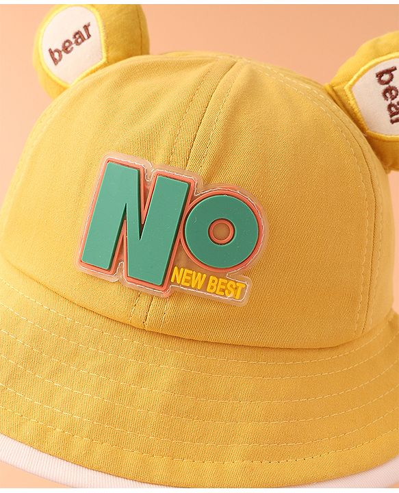 Babyhug Bucket Hat With Text Applique -Yellow
