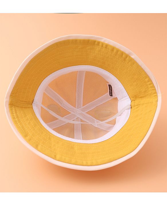 Babyhug Bucket Hat With Text Applique -Yellow