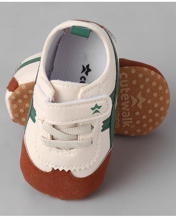 Cute Walk by Babyhug Velcro Closure Booties - White & Brown