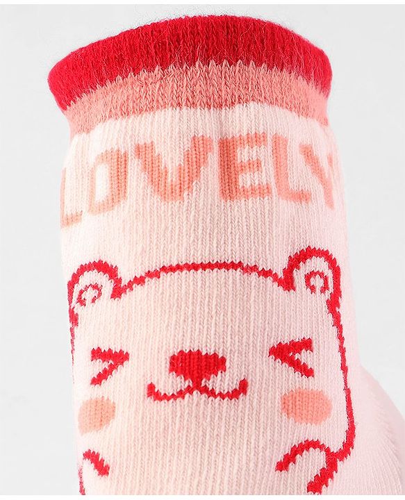 Cute Walk by Babyhug Slip On Socks Shoes Bear Print - Pink
