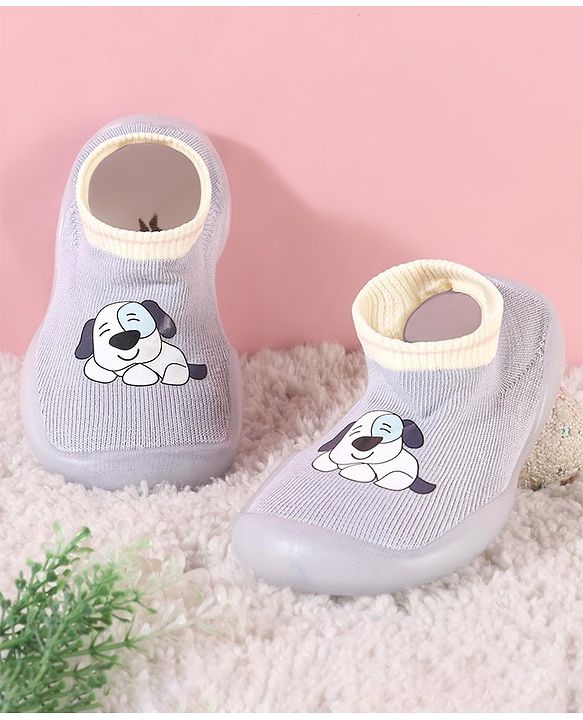 Cute Walk By Babyhug Socks Shoe With Doggy Print - Blue