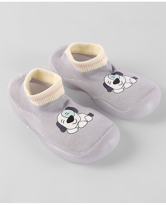 Cute Walk By Babyhug Socks Shoe With Doggy Print - Blue