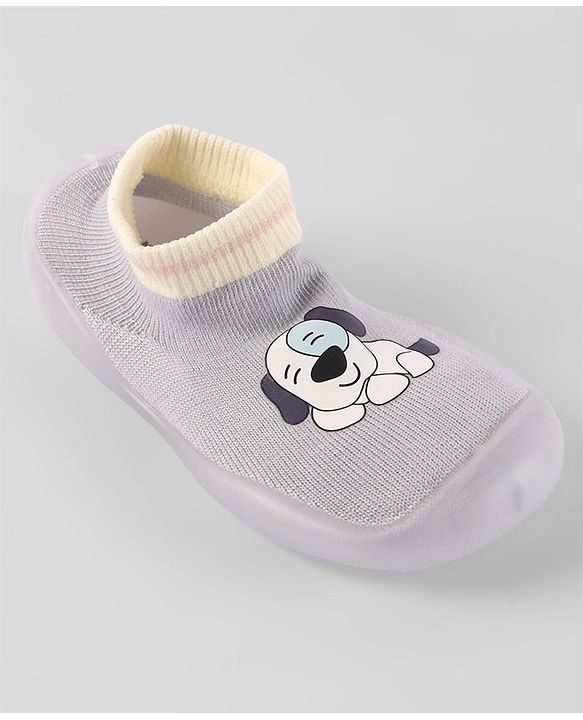 Cute Walk By Babyhug Socks Shoe With Doggy Print - Blue