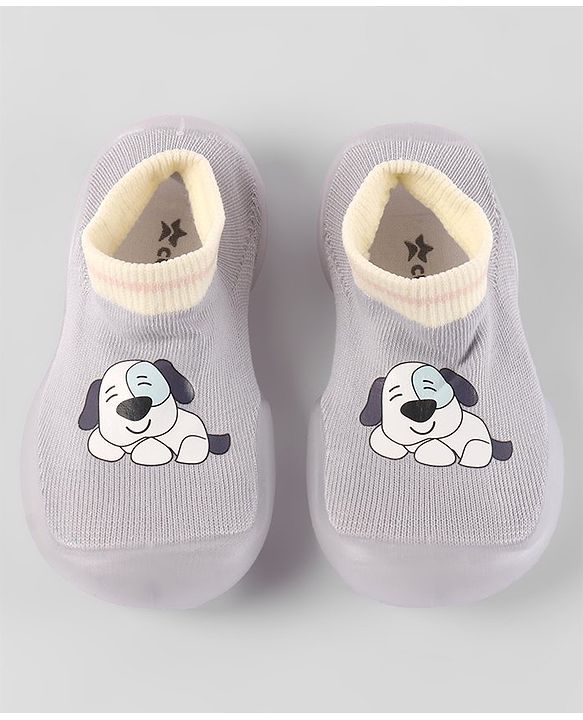 Cute Walk By Babyhug Socks Shoe With Doggy Print - Blue