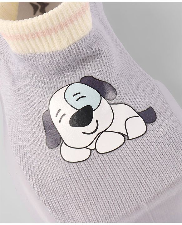Cute Walk By Babyhug Socks Shoe With Doggy Print - Blue