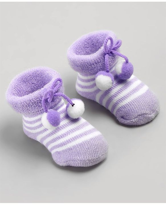 Cute Walk by Babyhug Sock Shoes with Knot - Purple