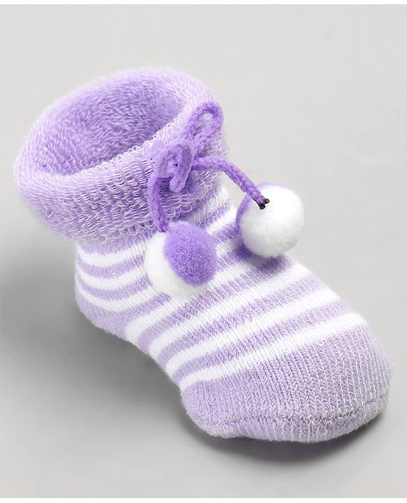 Cute Walk by Babyhug Sock Shoes with Knot - Purple