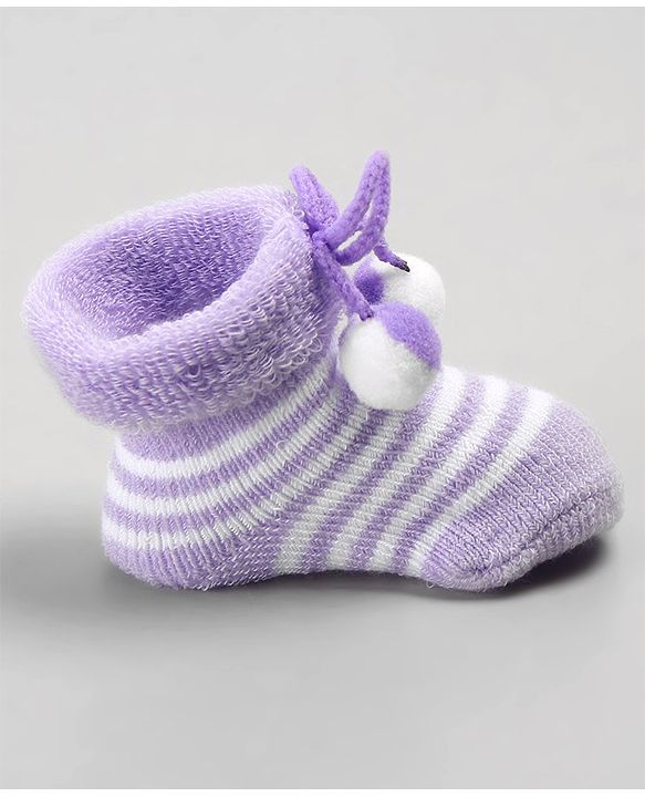 Cute Walk by Babyhug Sock Shoes with Knot - Purple