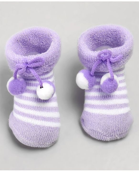 Cute Walk by Babyhug Sock Shoes with Knot - Purple
