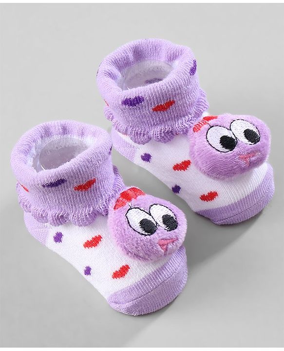 Cute Walk by Babyhug Ankle Length Socks Strawberry Applique Pack of 3 - Purple Red & Yellow