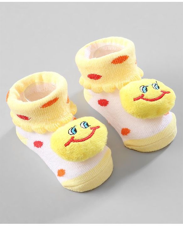 Cute Walk by Babyhug Ankle Length Socks Strawberry Applique Pack of 3 - Purple Red & Yellow