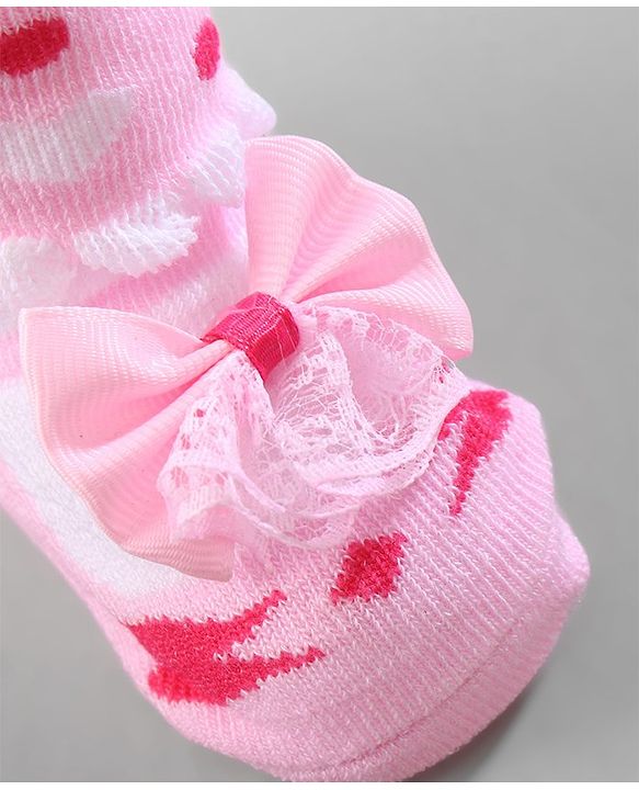 Cute Walk by Babyhug Ankle Length Socks Bow Applique Pack of 3 - Red & Yellow