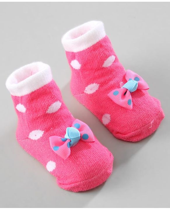 Cute Walk by Babyhug Ankle Length Socks Bow Applique Pack of 3 - Red & Pink
