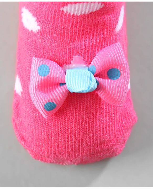 Cute Walk by Babyhug Ankle Length Socks Bow Applique Pack of 3 - Red & Pink