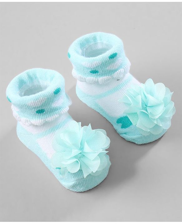 Cute Walk by Babyhug Ankle Length Socks Floral Applique Pack of 3 - Red Purple & Blue