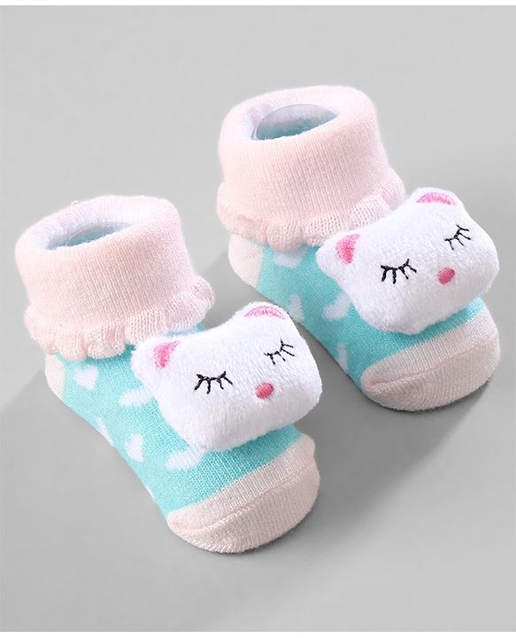 Cute Walk by Babyhug Ankle Length Socks Animal Applique Pack of 3 - Pink