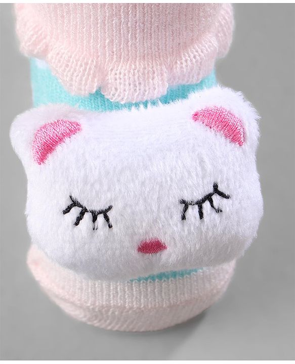 Cute Walk by Babyhug Ankle Length Socks Animal Applique Pack of 3 - Pink
