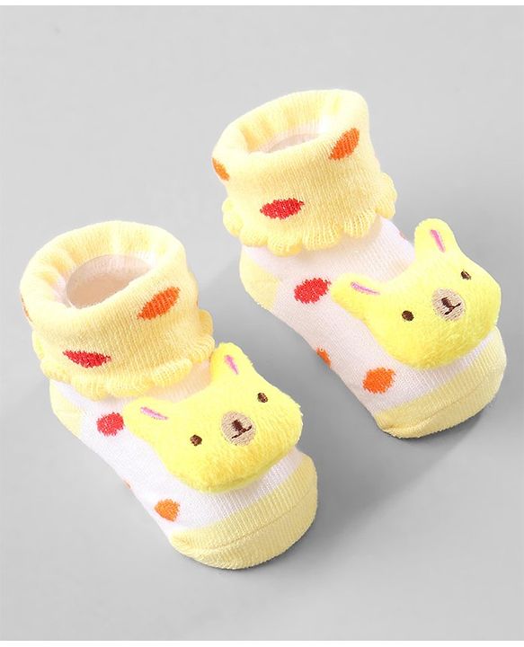 Cute Walk by Babyhug Ankle Length Socks Animal Applique Pack of 3 - Purple Red & Yellow