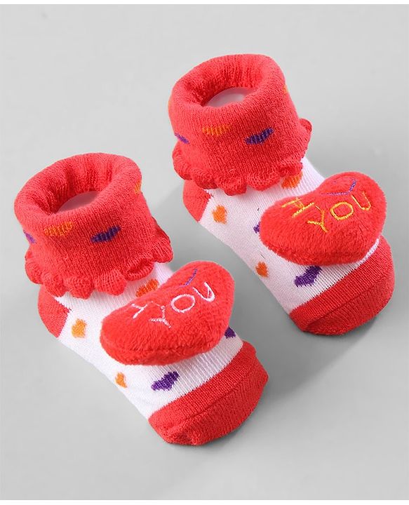 Cute Walk by Babyhug Ankle Length Socks Animal Applique Pack of 3 - Purple Red & Yellow