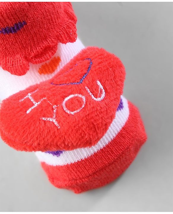 Cute Walk by Babyhug Ankle Length Socks Animal Applique Pack of 3 - Purple Red & Yellow
