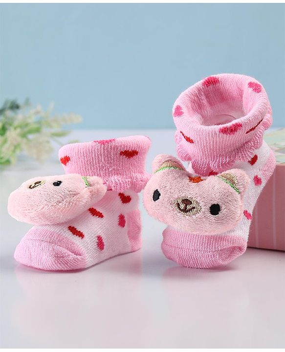 Cute Walk by Babyhug Sock Shoes with Bunny Applique -  Pink