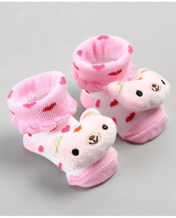 Cute Walk by Babyhug Sock Shoes with Bunny Applique -  Pink